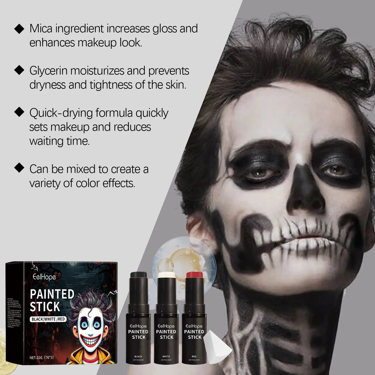 Face & Body Paint Crayons – Cosplay, Clown & Halloween Makeup Face & Body Paint Qme