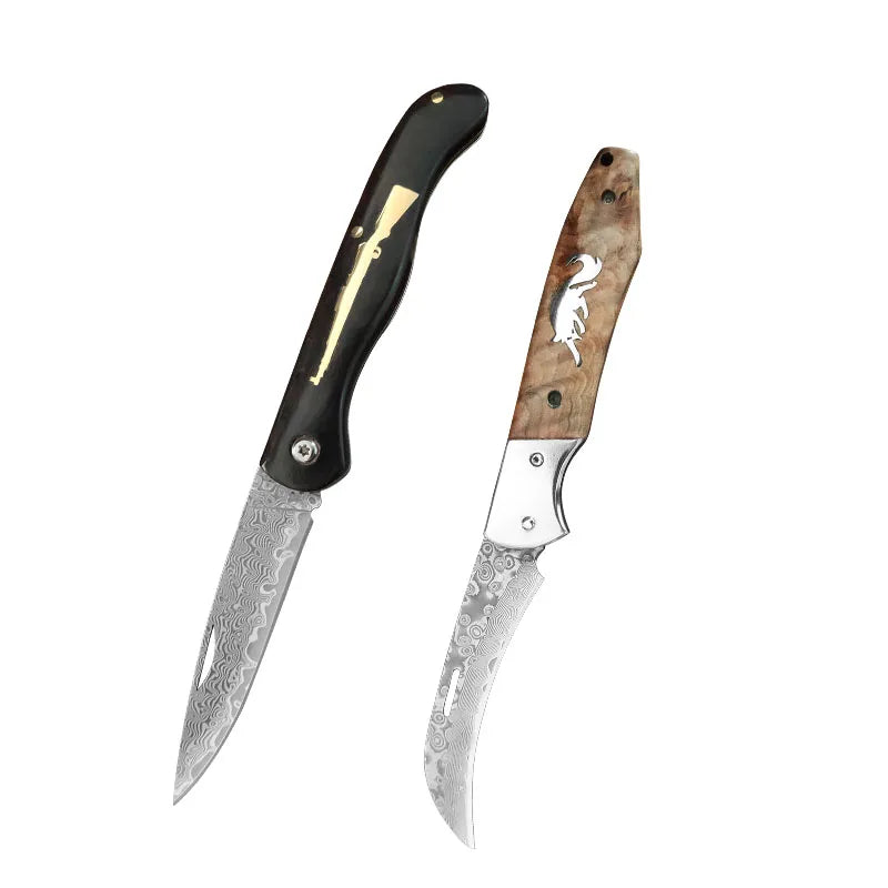 VG10 Damascus Steel Folding Paring Knife – Wood Handle Folding Paring Knife Qst Folding Knife BD