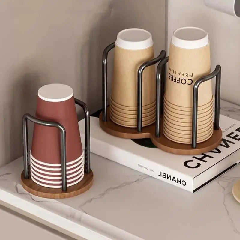 Wooden Mug & Cup Dispenser Display Stand Organizer | 6 Colors Cup Dispenser Stand Qme