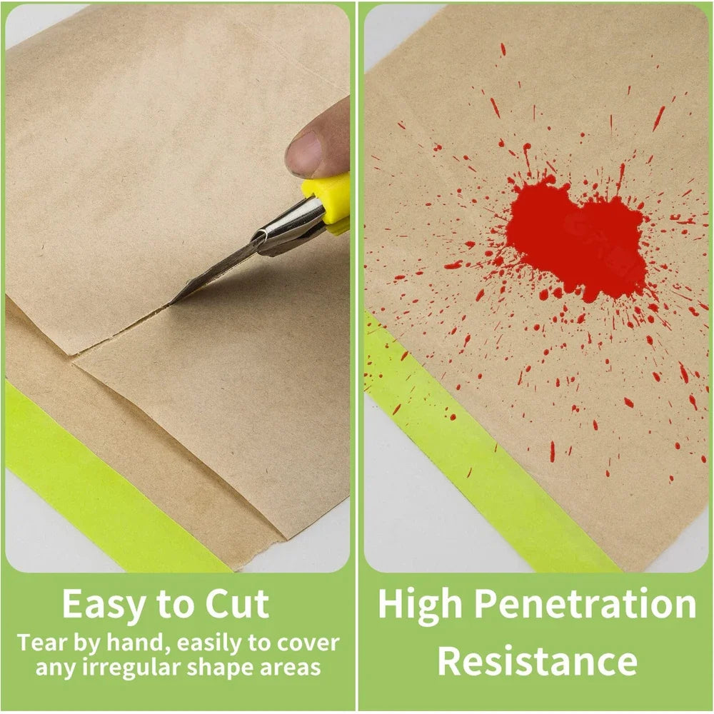 Pre-Taped Masking Paper Painting Tape & Drape Protective Roll Masking Paper Roll Qme
