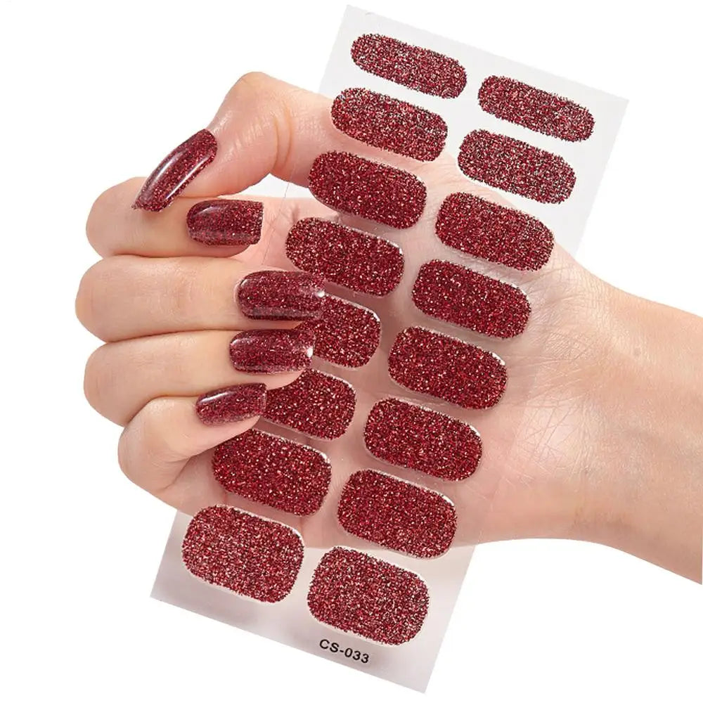 Glitter Full Cover Nail Polish Strips – 16 Tips, 5 Colors Nail Polish Strips Qme 05