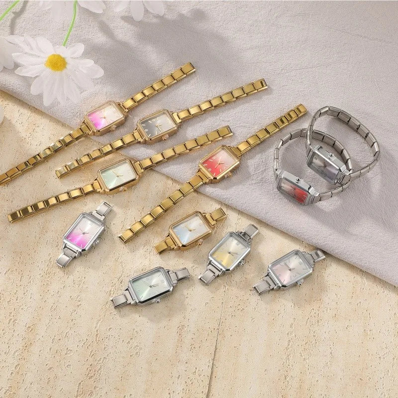 DIY Italian Charm Bracelet – Stainless Steel Square Watch Band Charm Bracelet Qme