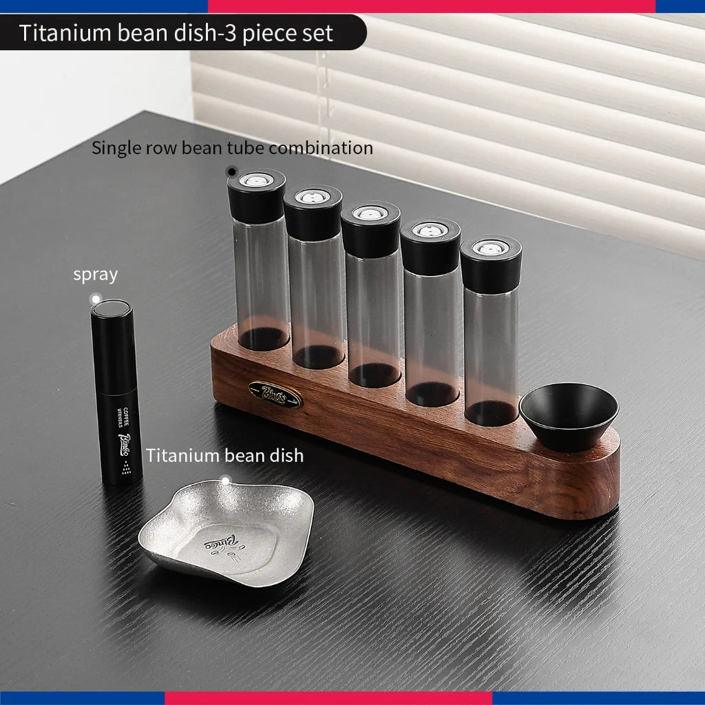 BINCOO Pure Titanium Coffee Dosing Tray & Stand Set Coffee Dosing Set Qst 3pcs Set A
