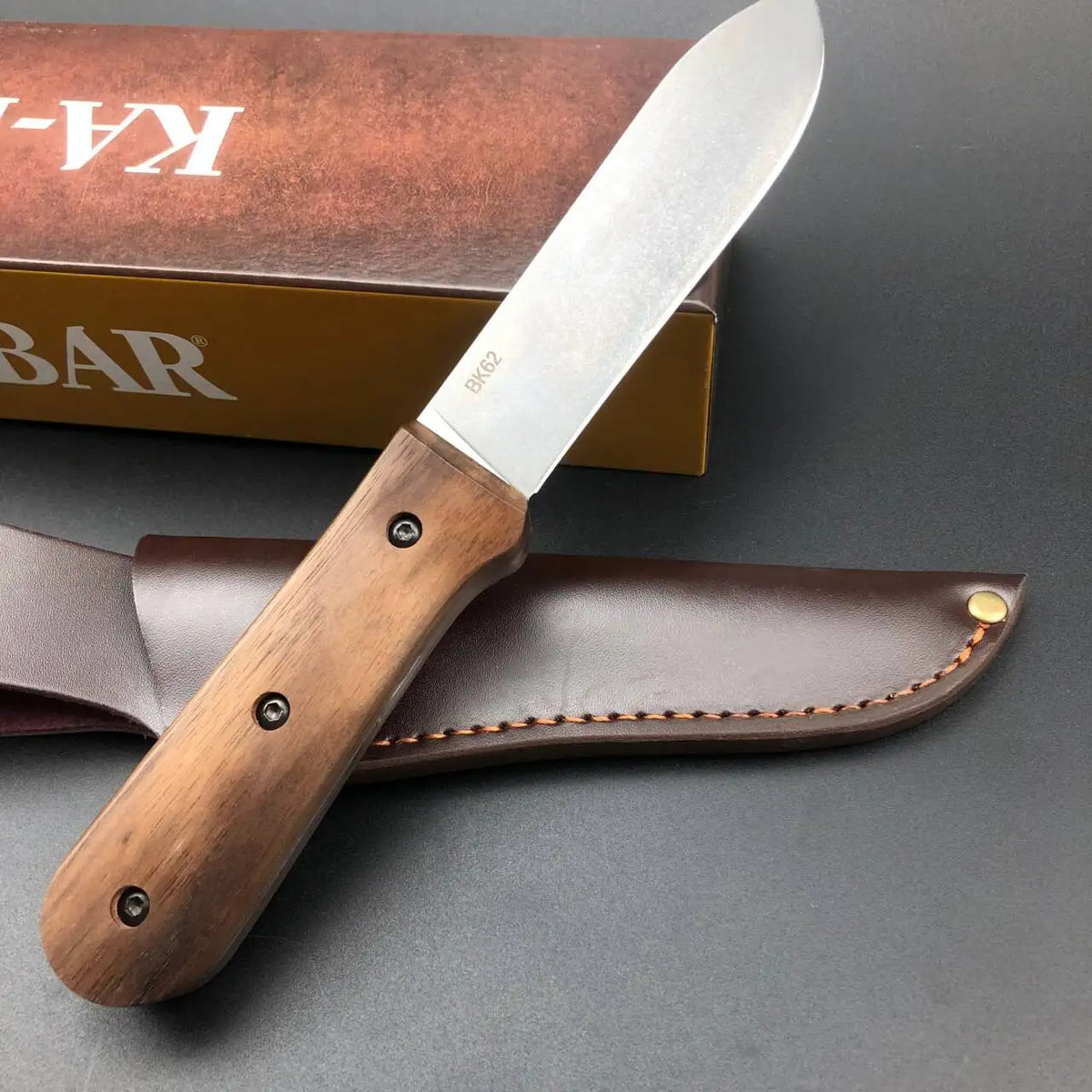 TRSKT BK62 Full Tang Hunting Knife – 1095 CroVan Steel Fixed Blade Knife Qst