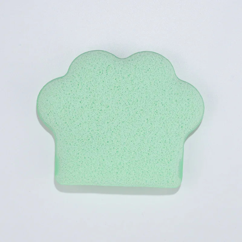 Cat's Paw Reusable Facial Sponge Cleansing Glove | Bath Bubble Facial Cleansing Sponge Qme green