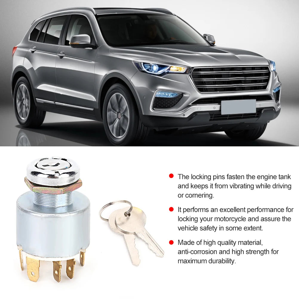 12V 4-Position Ignition Switch Lock with Keys – Car Motorcycle Boat Ignition Switch Lock Qst