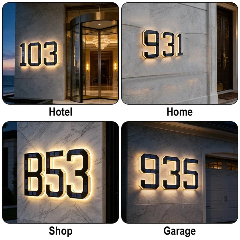 Solar LED House Number Light – Waterproof Modern Address Sign Solar Address Light Qme