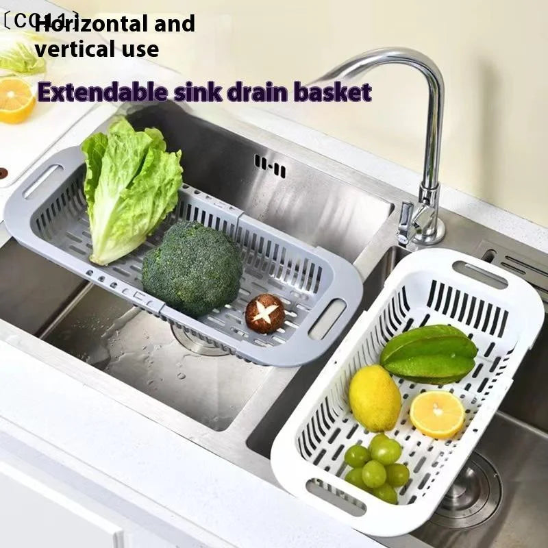 Retractable Sink Drain Rack – Dish, Chopstick & Veggie Basket Sink Drain Rack Qme