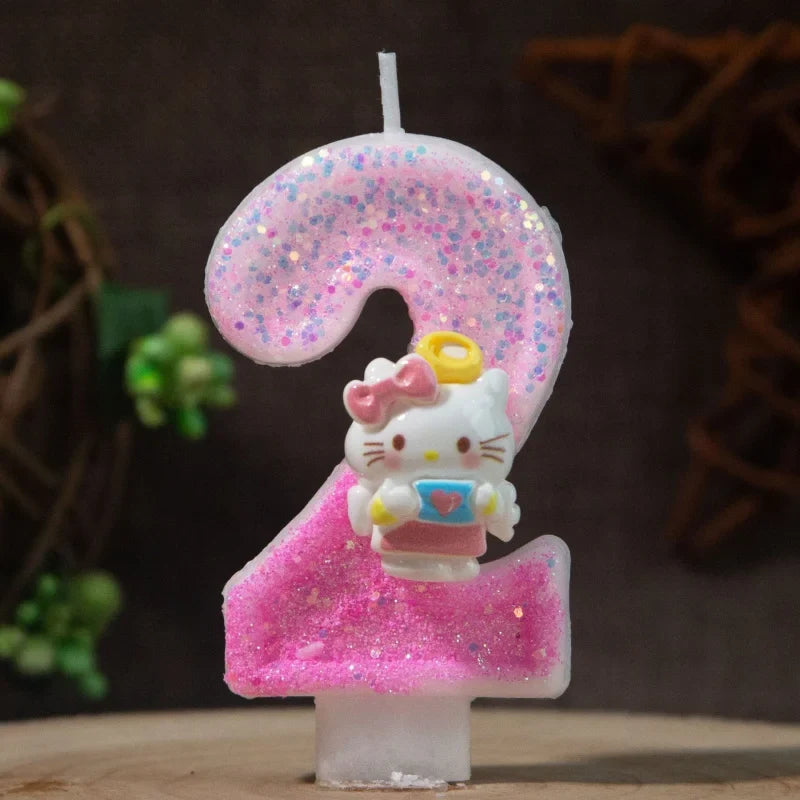 Hello Kitty 0-9 Number Birthday Candles Pink Cake Topper Birthday Cake Candles Qme