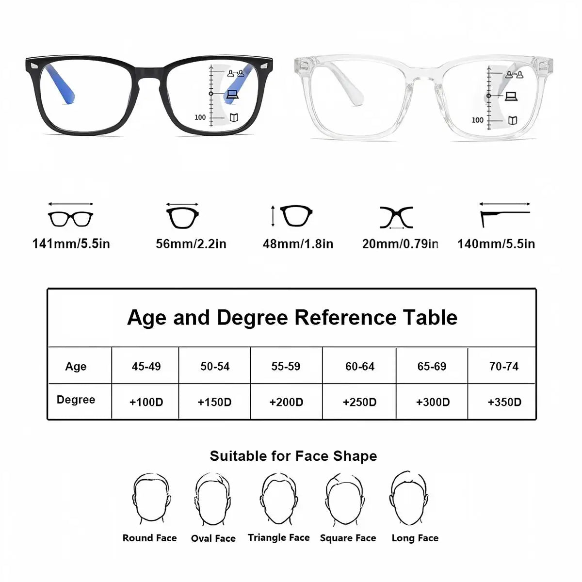 VOPHA Progressive Multifocal Readers – Blue Light Blocking Progressive Reading Glasses Qst