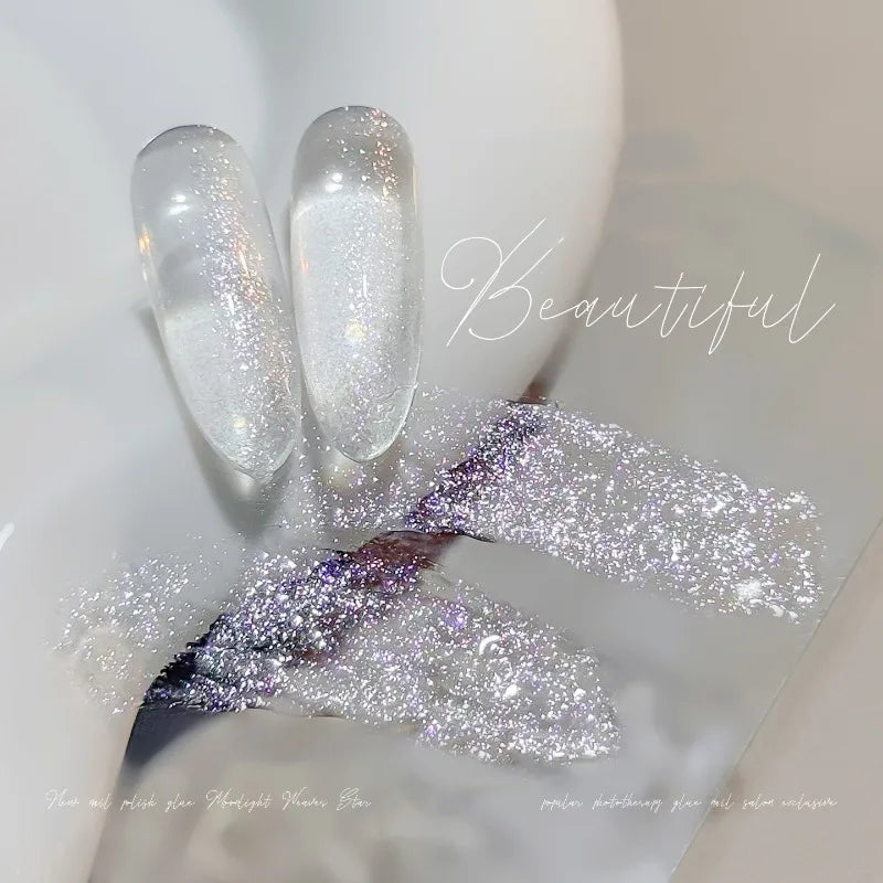 Diamond White Glitter Gel Nail Polish – Fine Shimmer Sparkle Glitter Gel Nail Polish Qme