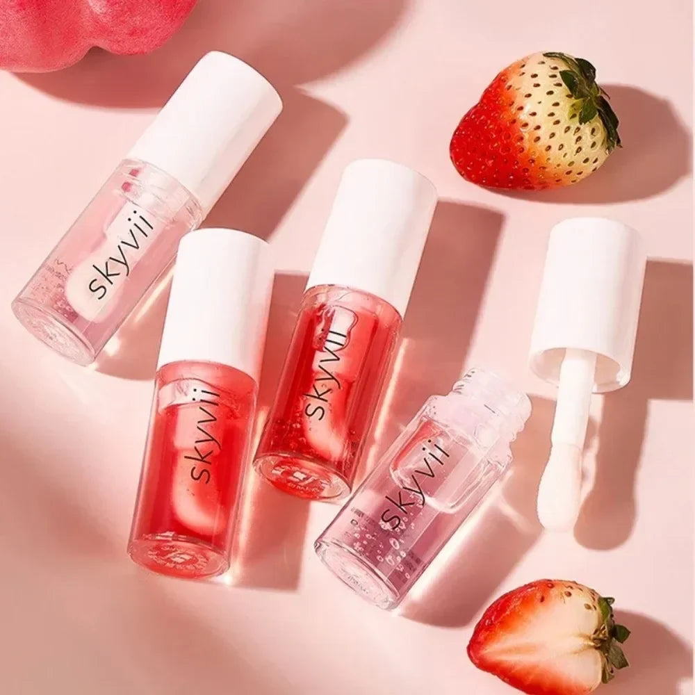 Strawberry Jelly Lip Oil Glossy Tint Glaze | Moisturizing Lip Color Tinted Lip Oil Glaze Qme