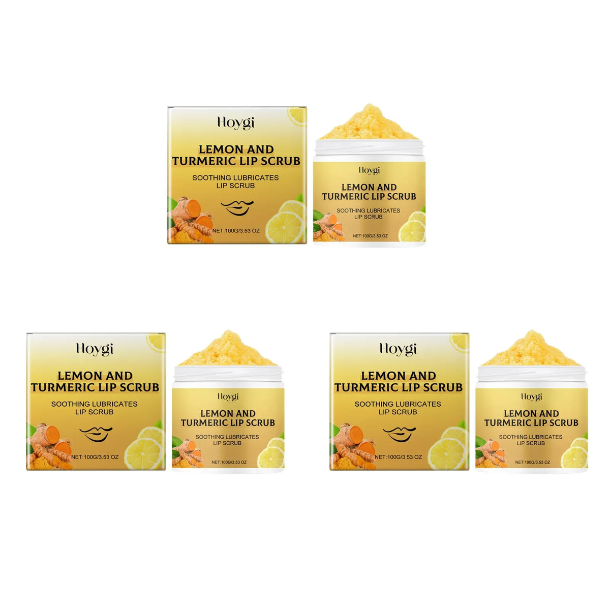 Turmeric Lemon Lip Scrub – Exfoliating & Moisturizing Lip Scrub Qme 3Pcs