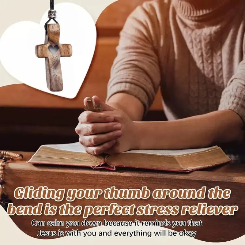 Handheld Olive Wood Cross – Elegant Wooden Decor & Gift Wooden Keepsake Cross Qme