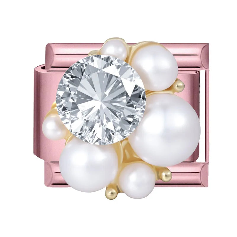 Zircon Bow & Star Italian Charm Links | Stainless Steel DIY