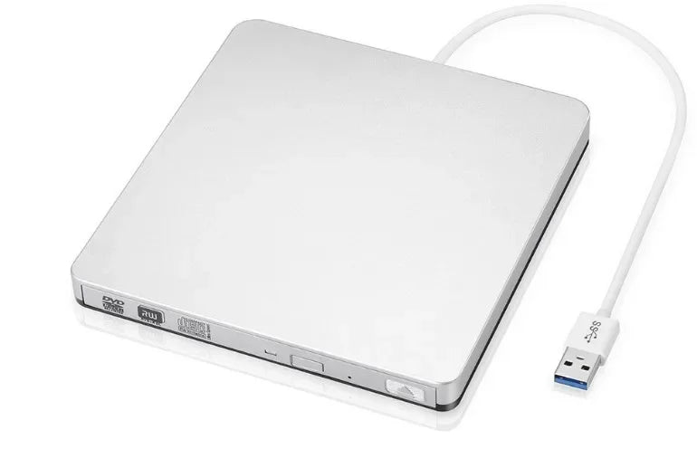 USB External Slot DVD CD Drive Burner for MacBook Air External Optical Drive Qme Silver