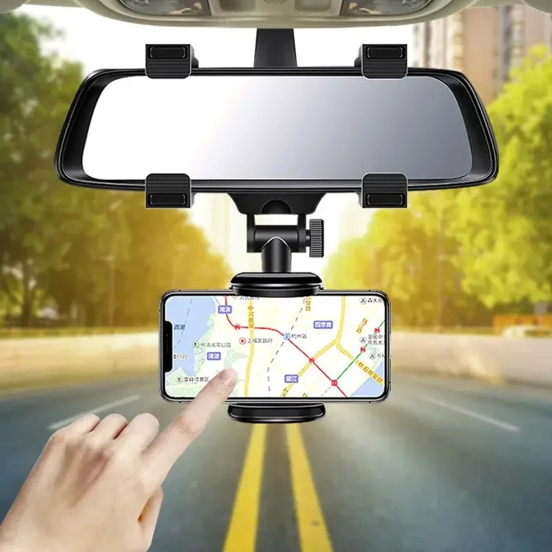 Rearview Mirror Car Phone Holder – Adjustable GPS Mount Bracket Car Phone Mount Qme