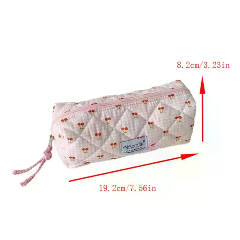 Cute Cherry Plaid Large Capacity Pencil Case & Stationery Bag Pencil Case Qme