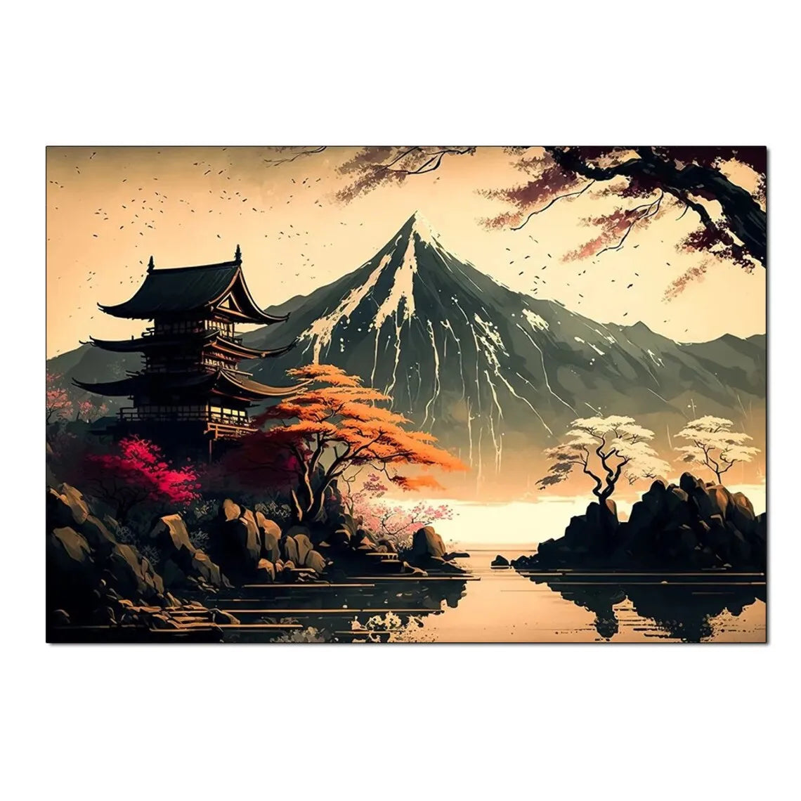 Japanese Landscape Canvas Wall Art Print – Frameless Poster Canvas Wall Art Qst E 40X60cm No Framed