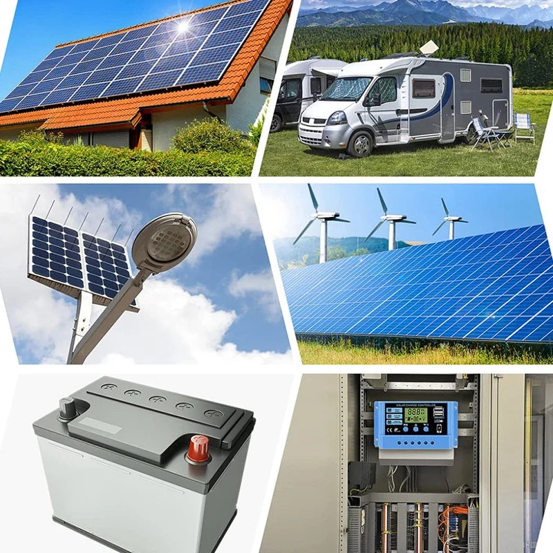 Solar Charge Controller 10A 20A 30A 12V 24V Auto LCD Display Solar Charge Controller Qme