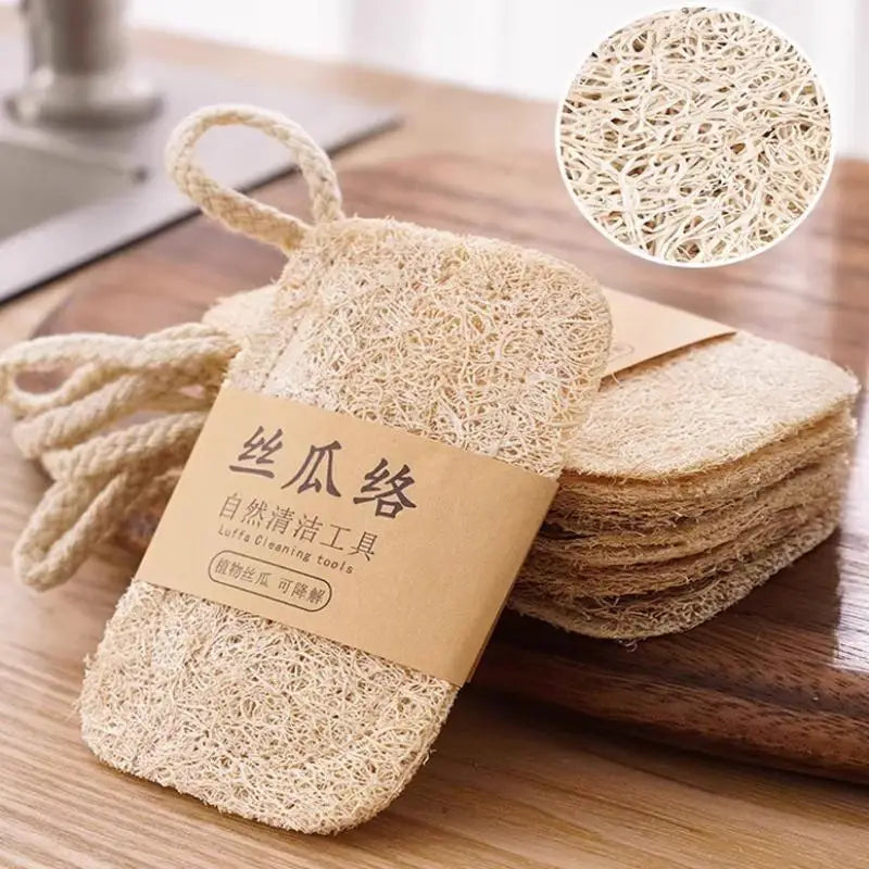 Natural Luffa Dish Scrubber Set – Oil Stain Removing Kitchen Brush Dish Scrubber Set Qme