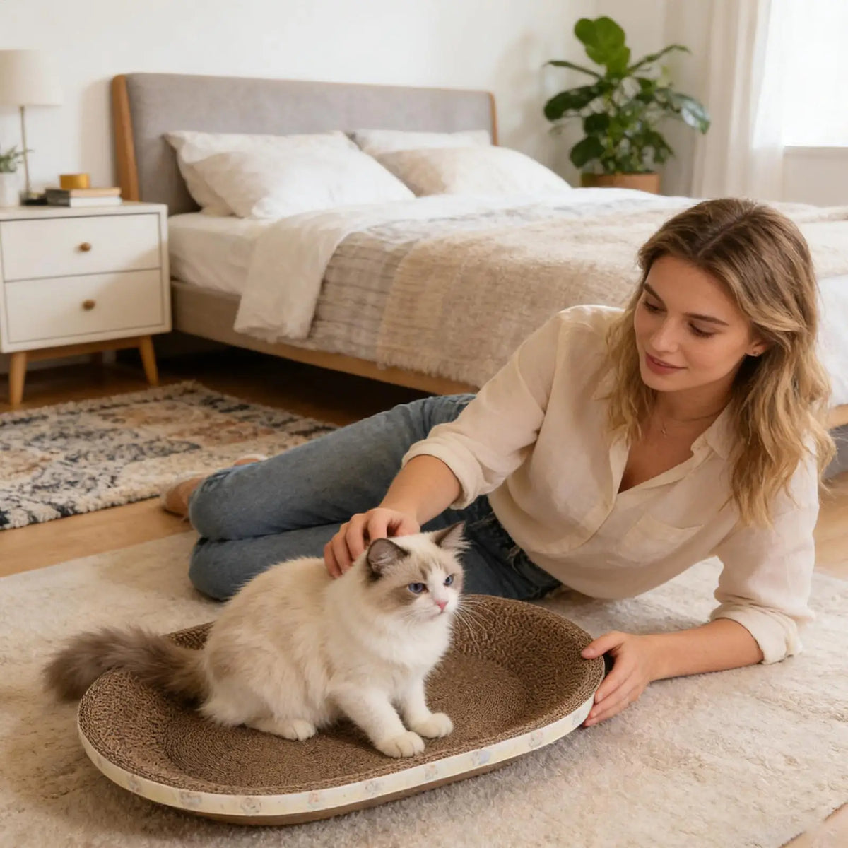 Cat Cardboard Scratcher – Corrugated Furniture Protector Pad Cat Scratcher Pad Qme