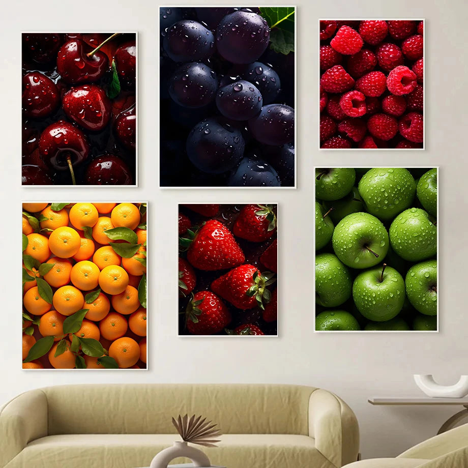 Fruit Kitchen Canvas Wall Art – Strawberry Watermelon Poster Canvas Wall Art Qst
