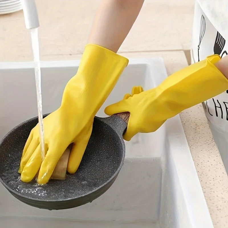 Yellow Rubber Dishwashing Gloves Reusable – 2 Pairs | Qme Dishwashing Gloves Qme 2 pairs S