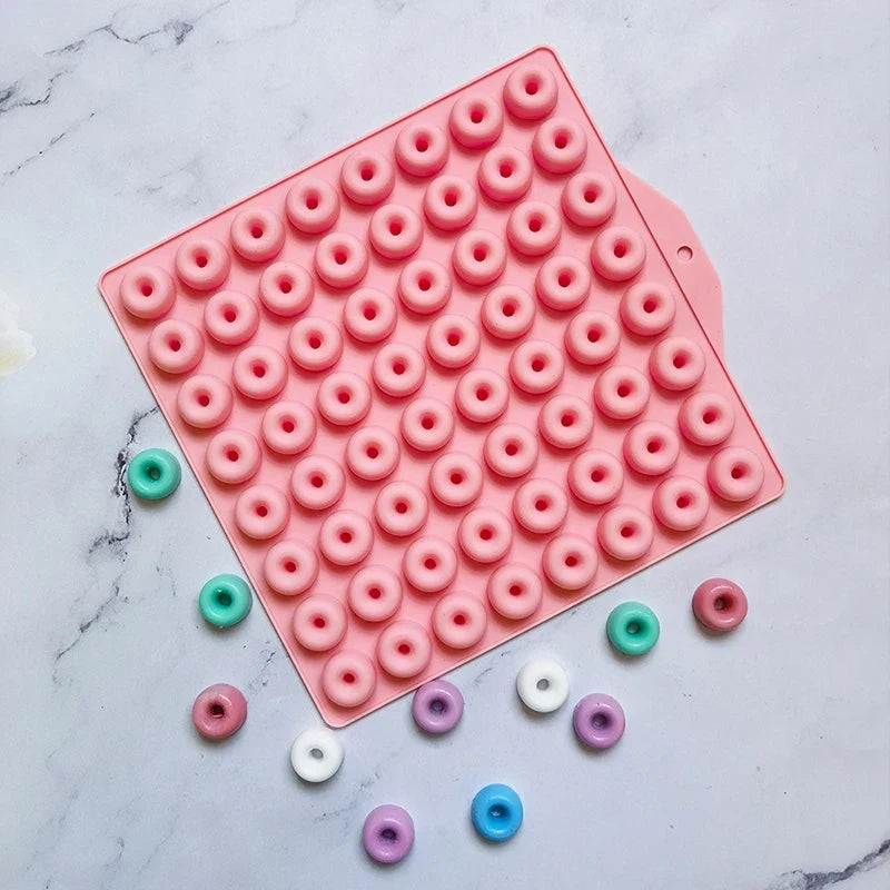 64-Cavity Mini Donut Silicone Mold – Chocolate, Candy & Jelly Silicone Candy Mold Qme