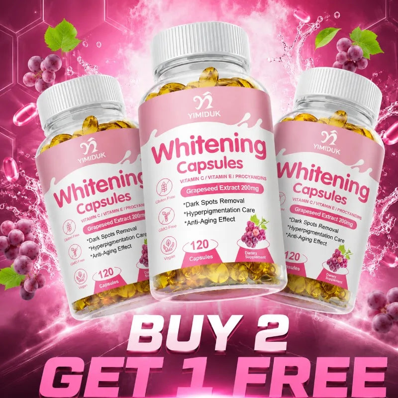Yimiduk Brightening Capsules – Vitamin C, Grape Seed & Collagen Skin Brightening Supplement Qst