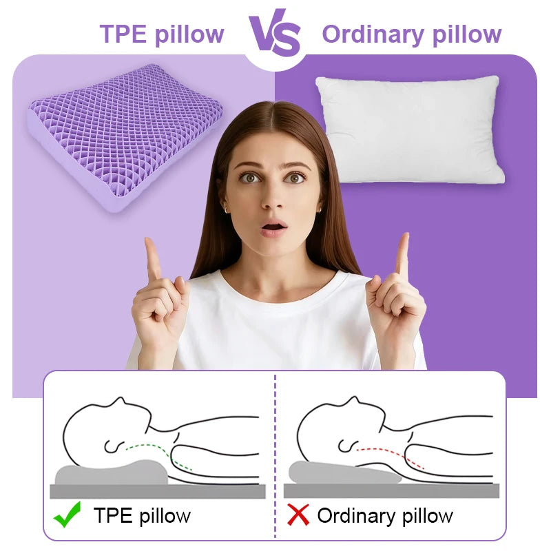 Ergonomic TPE Memory Foam Cervical Pillow for Deep Sleep Ergonomic Sleep Pillow Qst