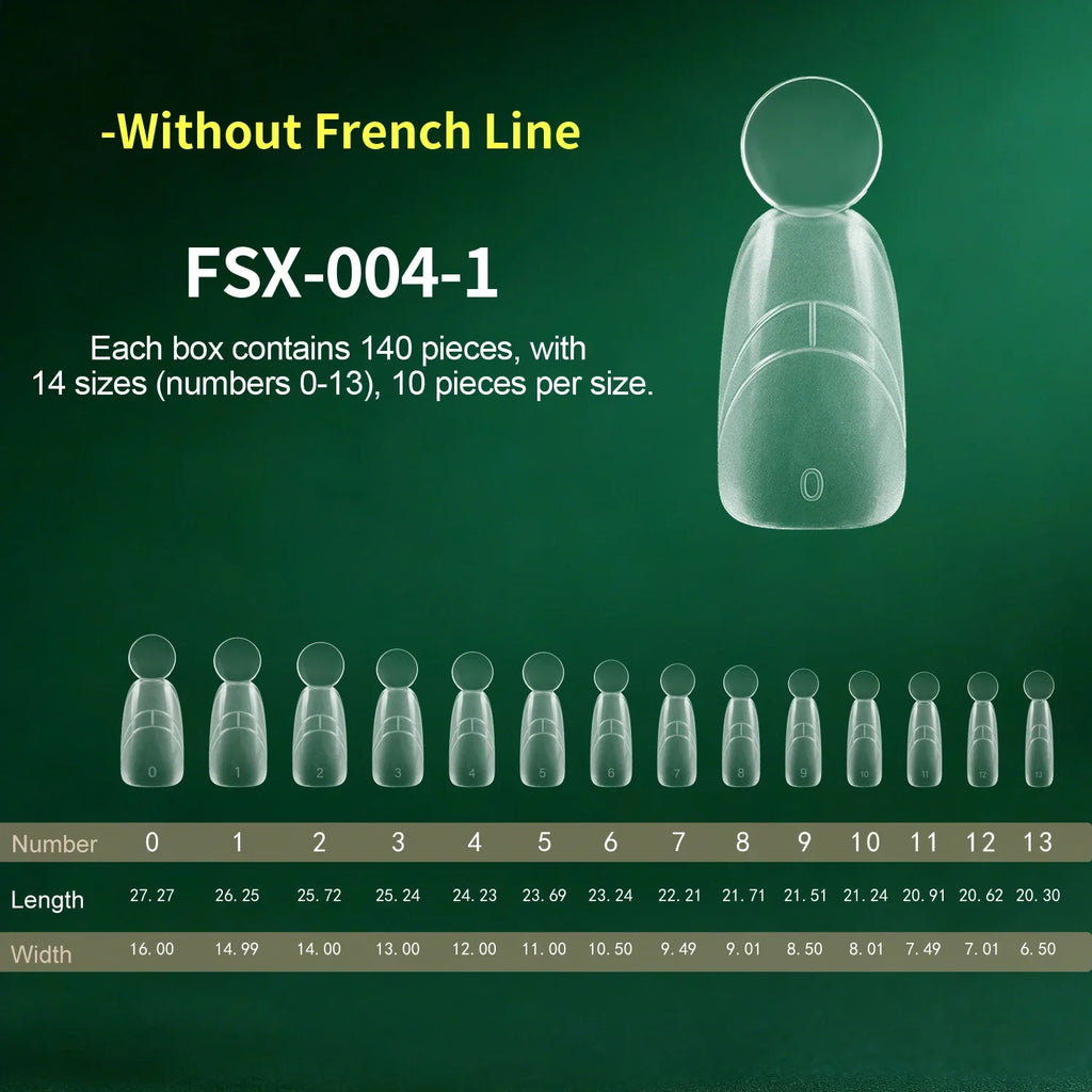 Nailpop French Line Dual Forms Nail Tips 14 Sizes 140pcs Nail Extension Forms Qme FSX-004-1