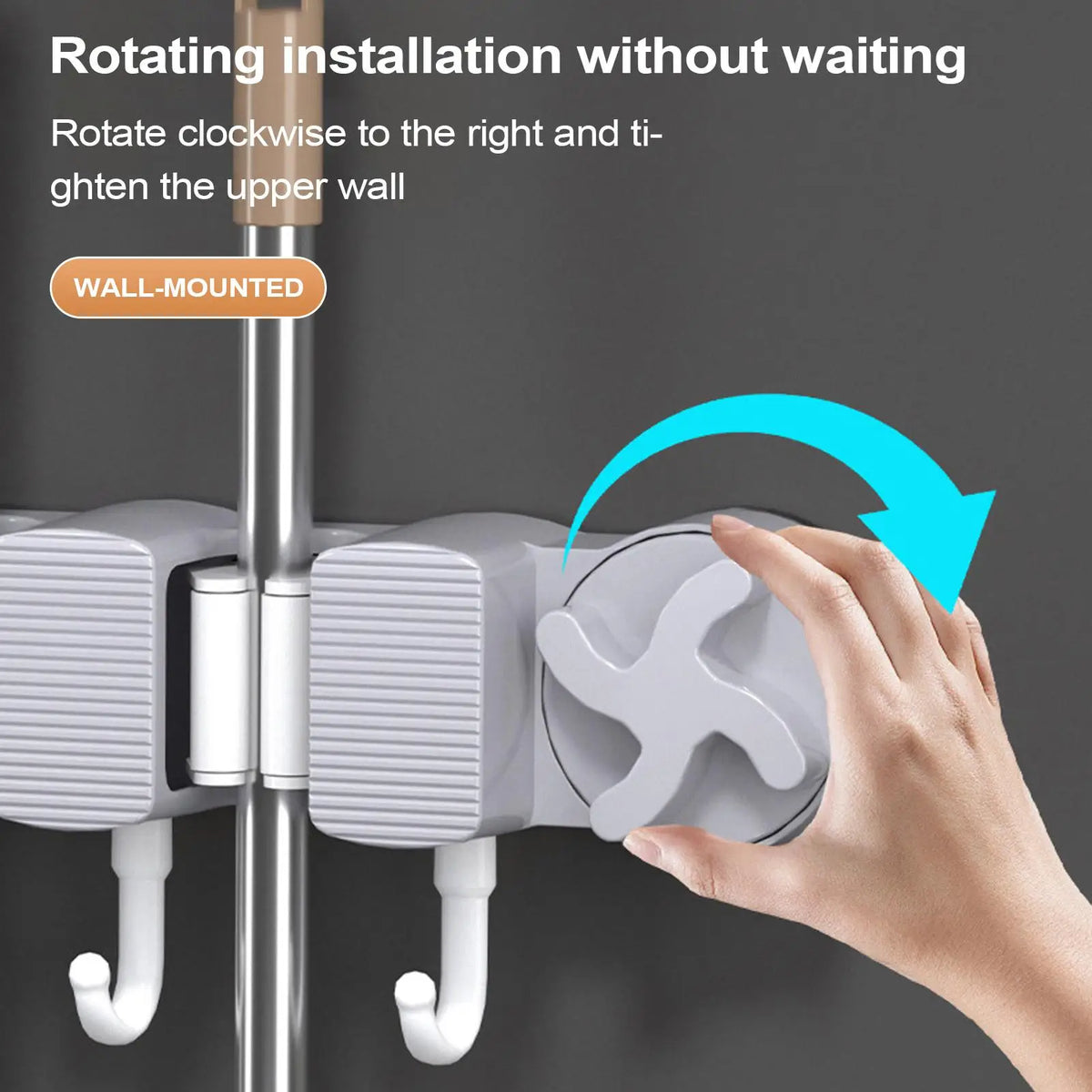 Wall Mount Mop & Broom Holder – Heavy Duty Suction Rack Broom & Mop Holder Qme