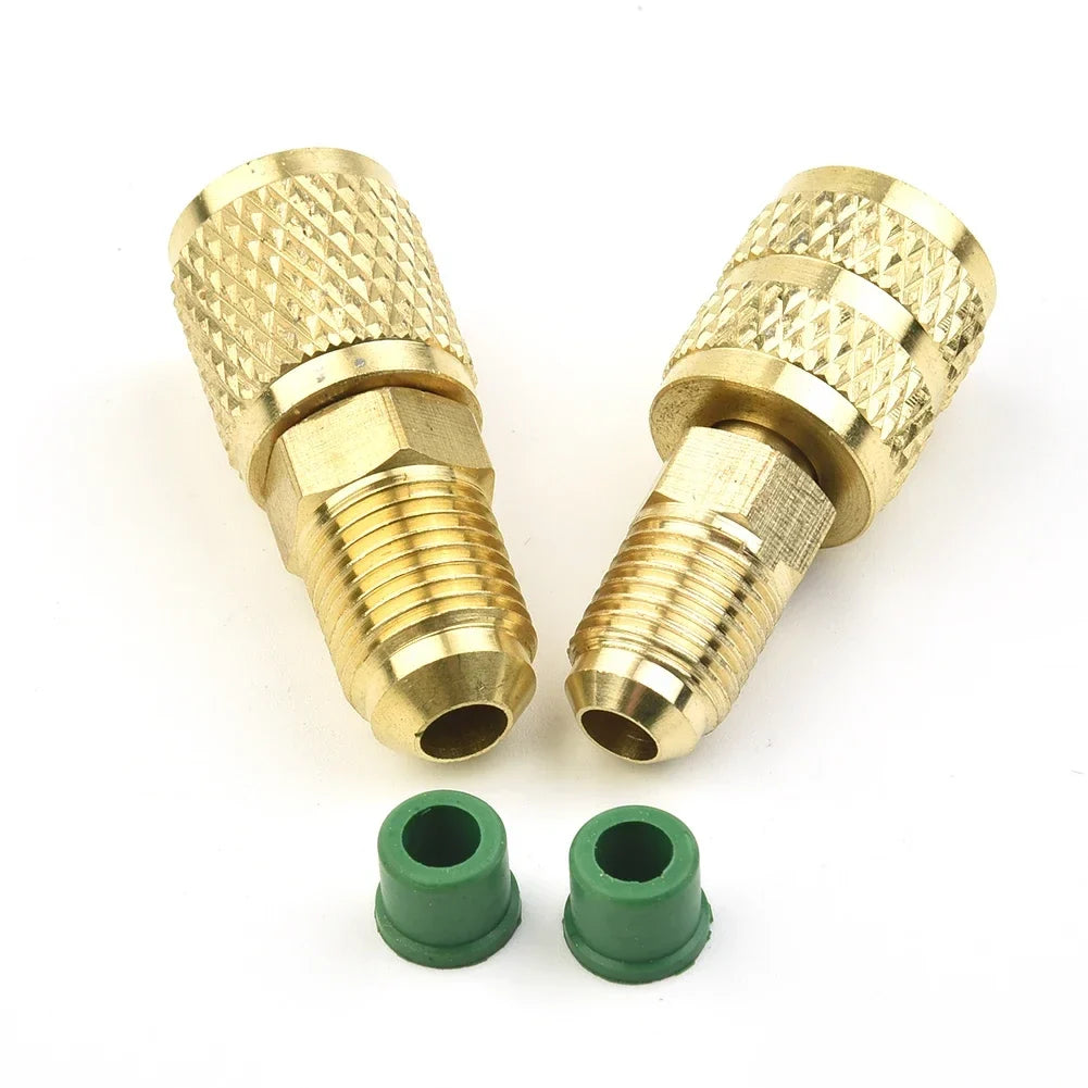 Brass R410a Vacuum Pump Adapter 5/16 SAE to 1/4 SAE Coupler 2pk HVAC Brass Adapter Qme