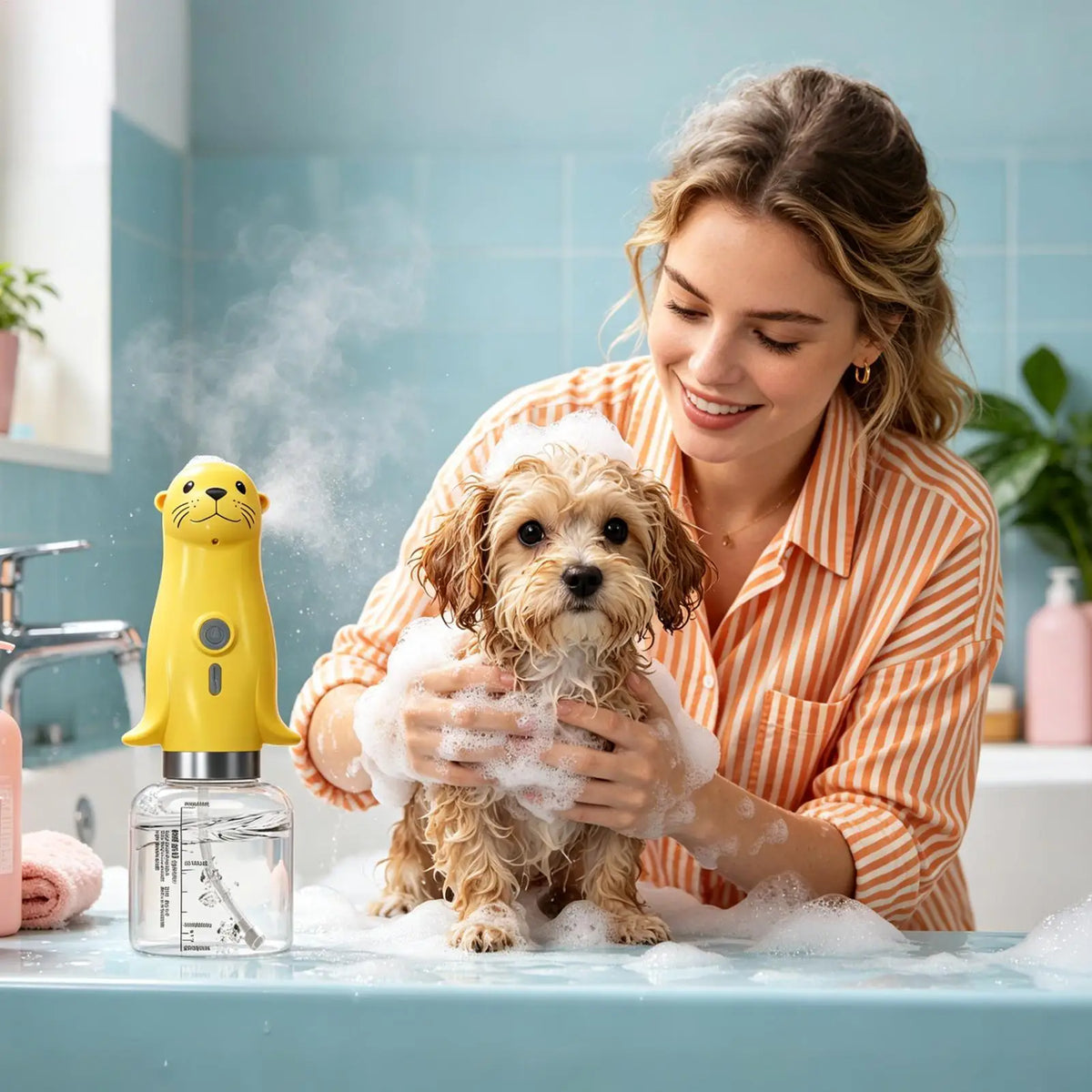 Rechargeable Automatic Pet Shampoo Foam Sprayer – Dogs & Cats Pet Grooming Sprayer Qme