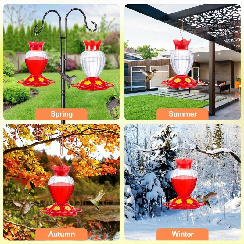 Hummingbird Hanging Water Feeder with Ant-Proof Moat – Red Hummingbird Feeder Qme