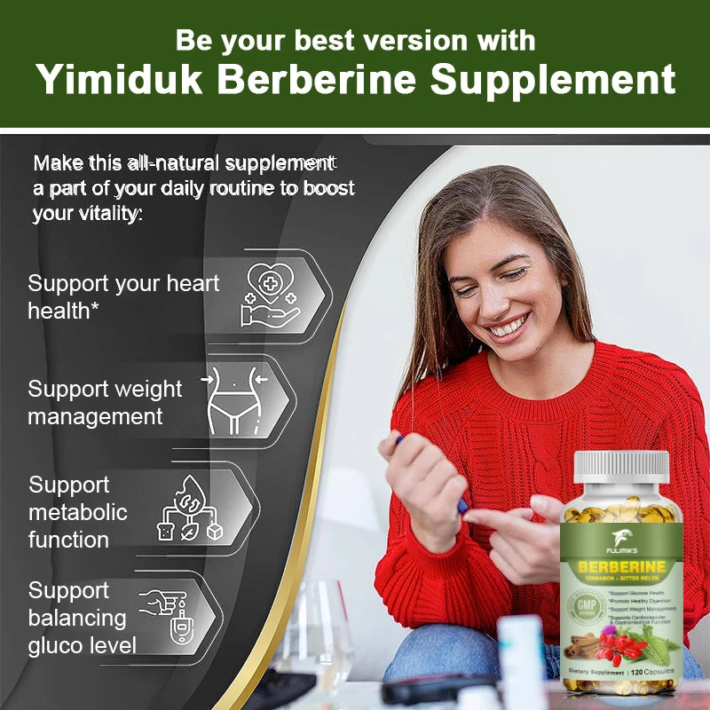 Berberine Capsules – Ceylon Cinnamon, Bitter Melon & Milk Thistle Herbal Supplement Qst