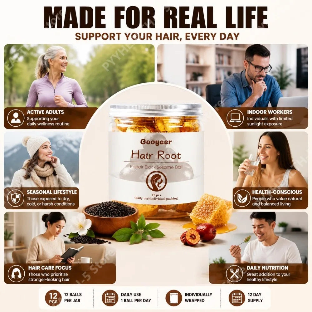 Googeer Hair Root Repair Tablets – Black Sesame & Flaxseed Hair Supplement Tablets Qst