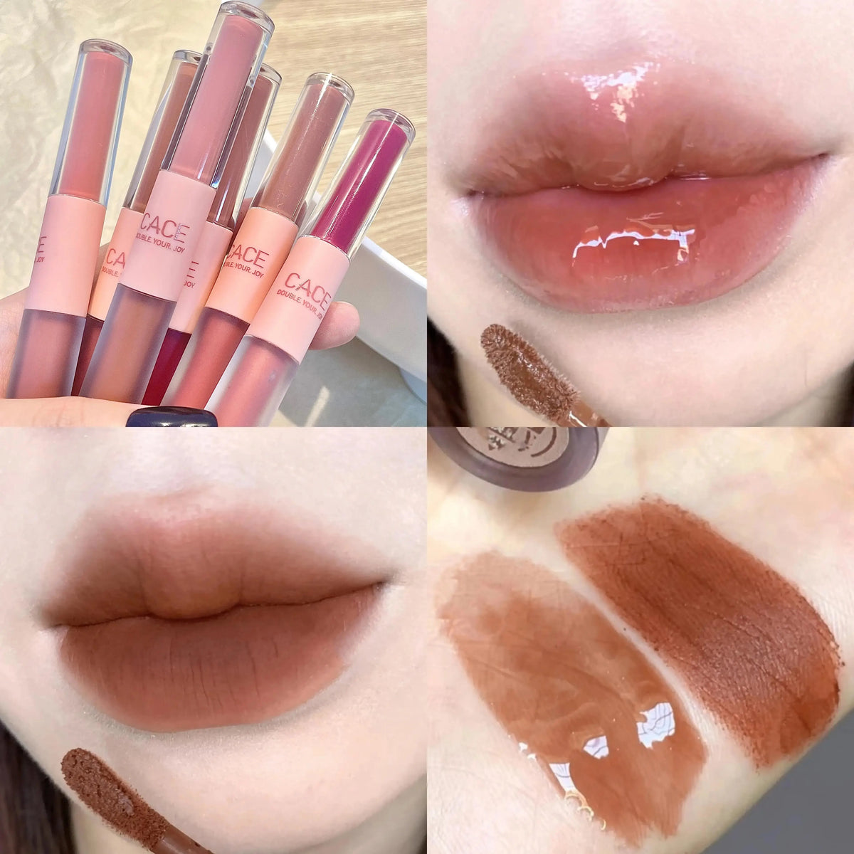 CACE Dual-Tip Liquid Lipstick & Lip Glaze | Matte & Glossy Liquid Lipstick Qme 01 Full Size
