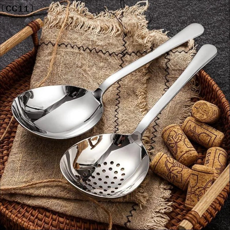 Stainless Steel Slotted Serving Spoon & Soup Ladle Slotted Serving Spoon Qme