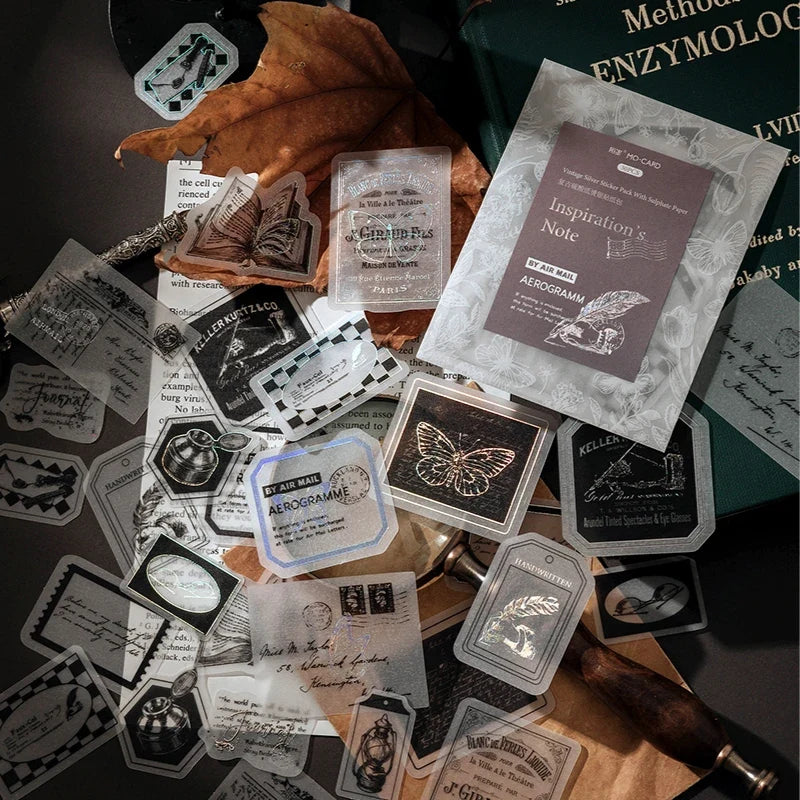 Vintage Silvery Stickers – Junk Journal & Scrapbooking DIY Craft Stickers Qme