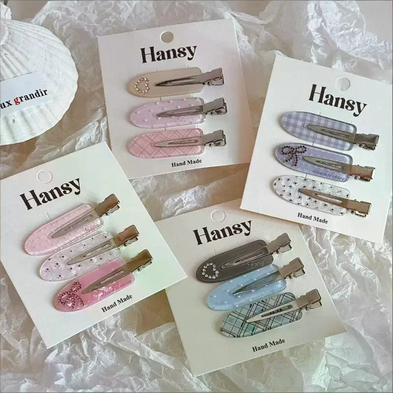 Korean Rhinestone Love Hairpin Side Bangs Clip – 4 Colors Rhinestone Hair Clip Qme