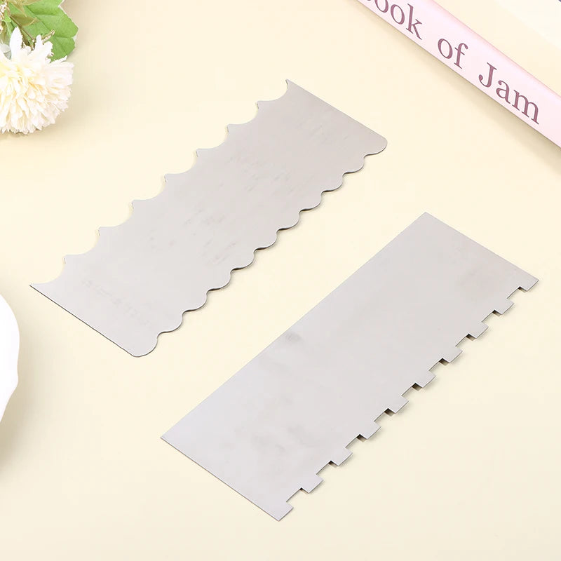Stainless Steel Double-Sided Cake Scraper & Comb Tool Cake Decorating Tool Qst
