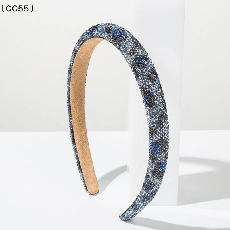 Leopard Rhinestone Wide Headband – Luxury Crystal Hair Hoop Rhinestone Headband Qst
