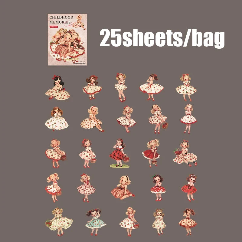 30 Sheets Vintage Character Stickers for DIY Scrapbooking Decorative Sticker Sheets Qme