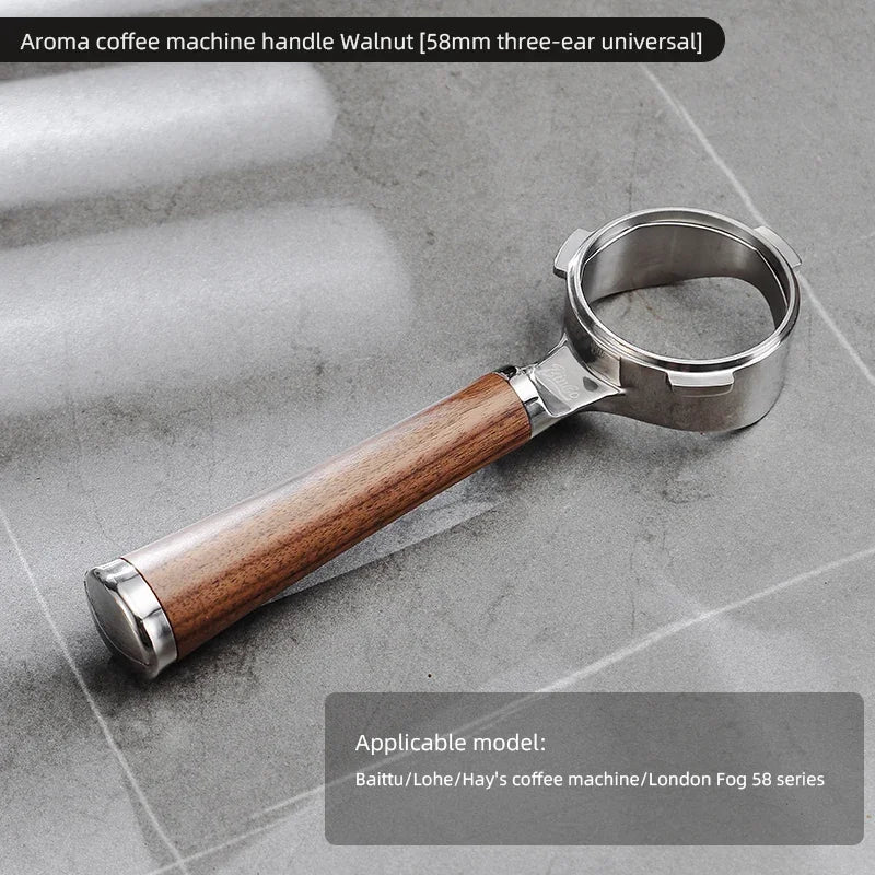 Bincoo Walnut Bottomless Portafilter 58mm – Open Espresso Handle Bottomless Portafilter Qst Walnut 58mm 3ears C