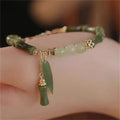 Handmade Green Natural Stone Bamboo Leaf Beaded Bracelet Beaded Bracelet Qme green
