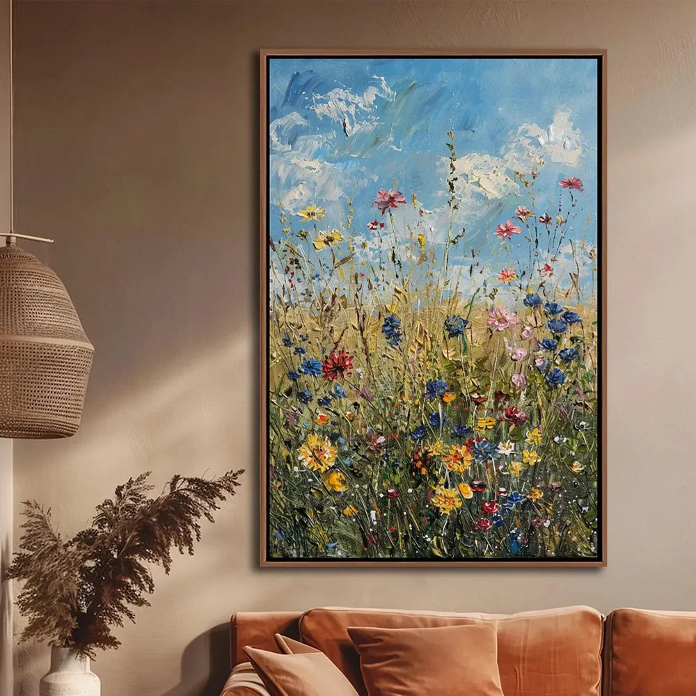 Wildflower Canvas Wall Art – Vintage Floral Farmhouse Decor Print Canvas Wall Art Qst