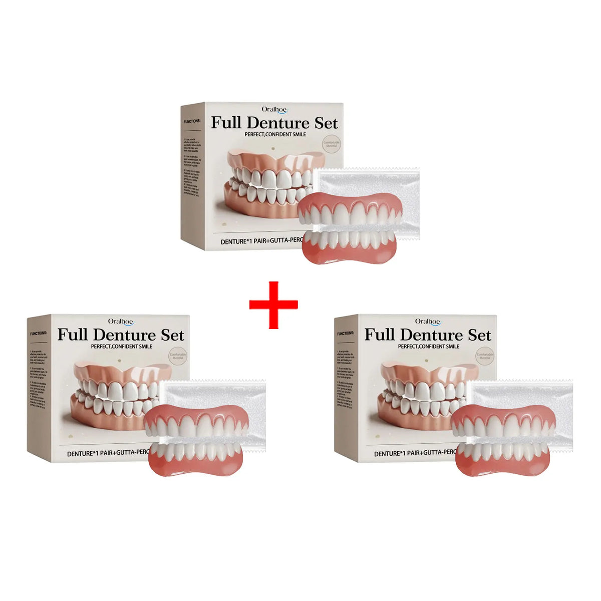 Oralhoe Adjustable Dental Veneer Kit – Upper & Lower Denture Set Dental Veneer Kit Qst 3sets boxed