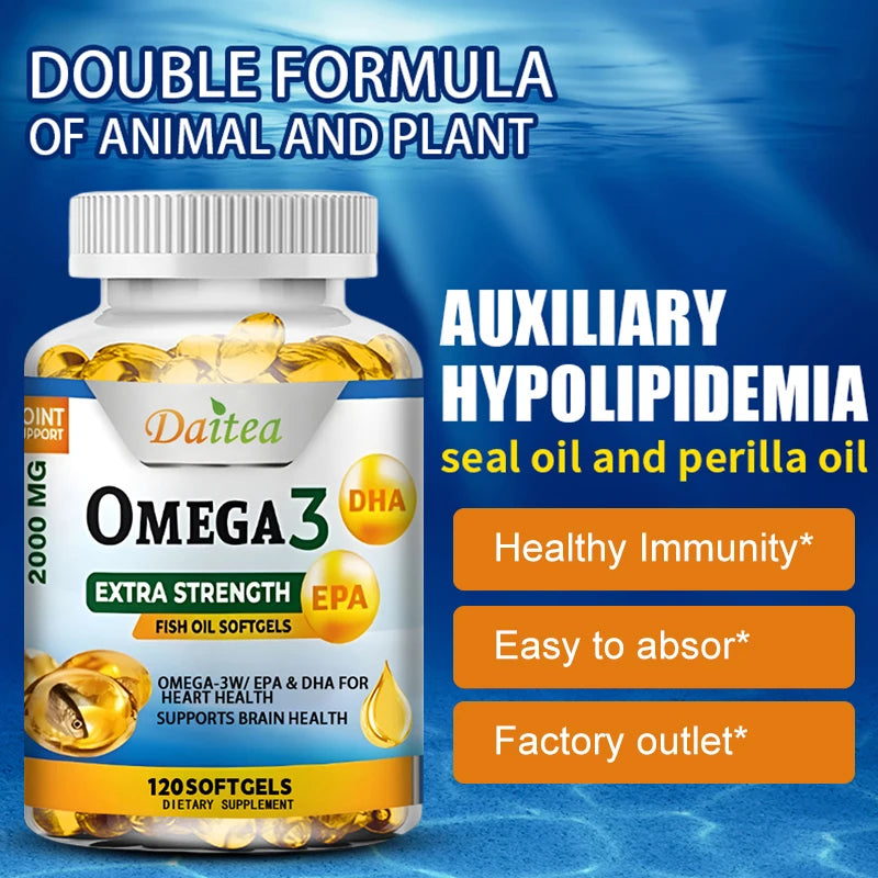 Omega 3 Fish Oil 2000mg – EPA DHA Supplement, 120 Capsules Omega-3 Supplement Qst